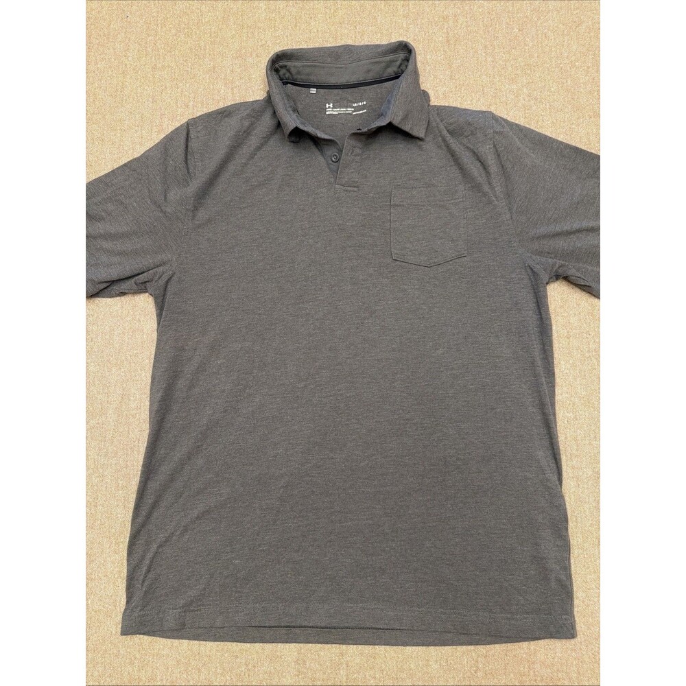 Mens Large L UA Under Armour Polo Shirt Top Pocket